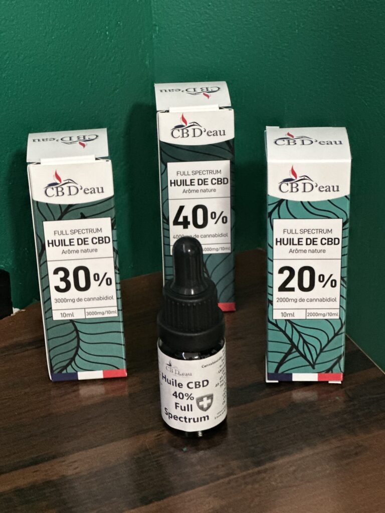 Boutique CBD'eau Villers-Cotterêts - Huiles de CBD 20% 30% 40%